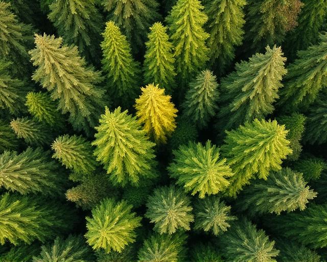 Aerial view of a lush temperate forest canopy