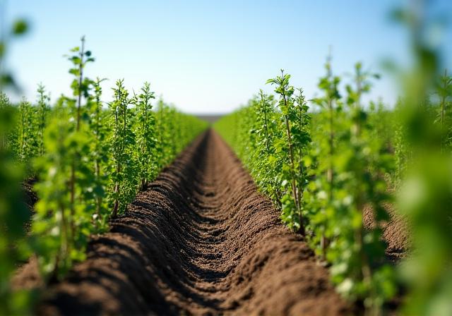 Young saplings planted for a carbon offset project