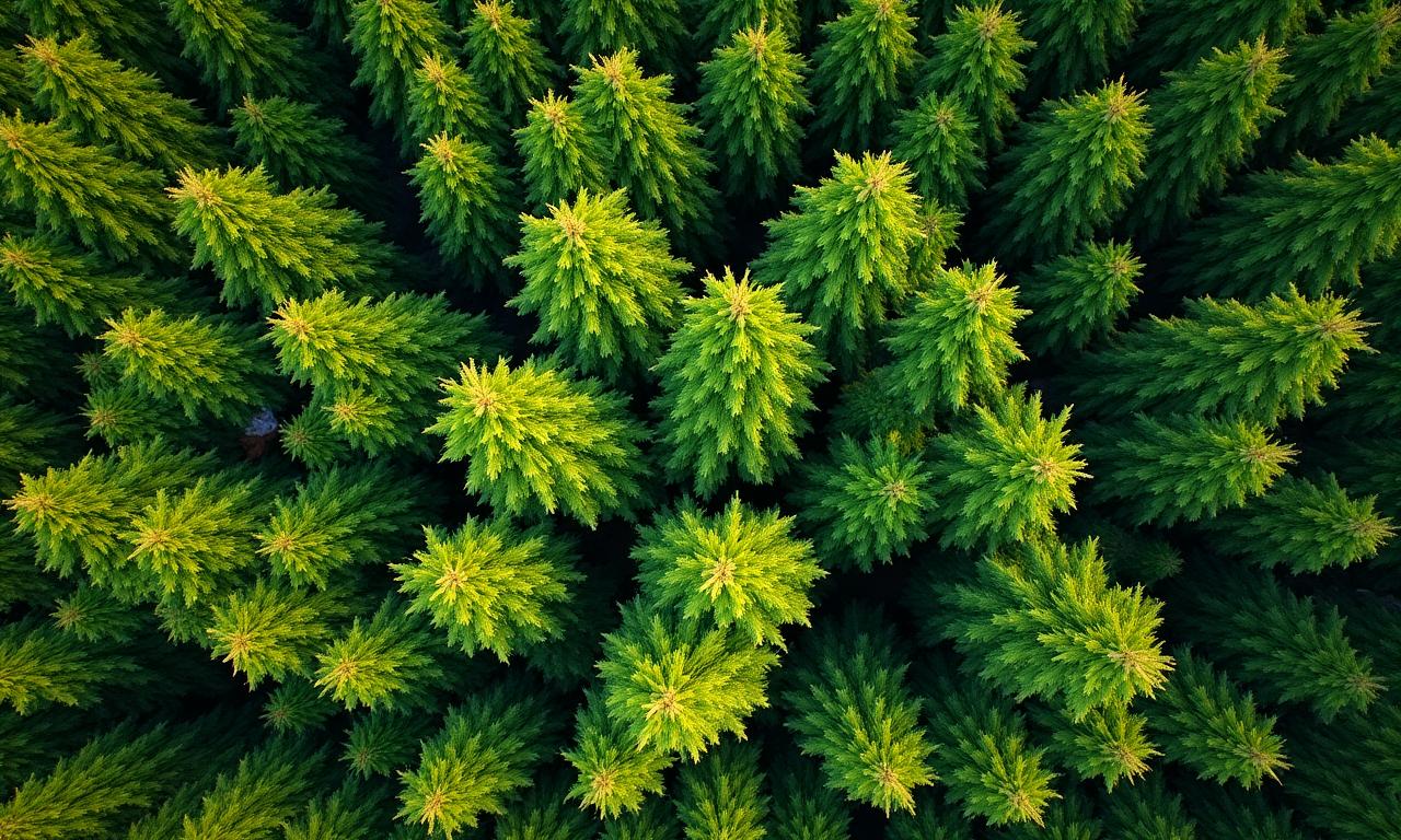 Direct view of a dense, healthy green forest canopy from above